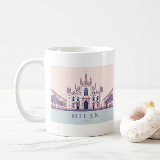 Caneca De Café Milão Itália Duomo di Milano Pastel Viagem (Com Donut)