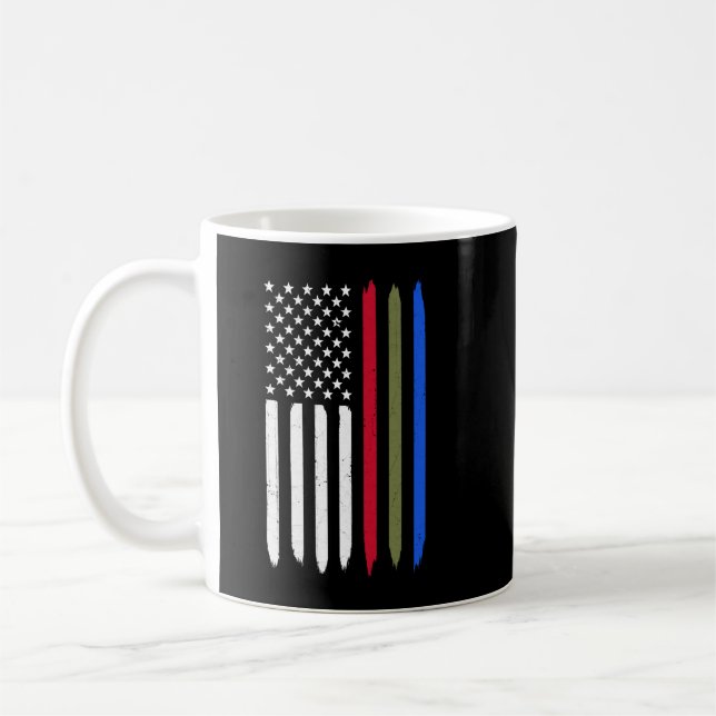 Caneca De Café Mili, Polícia de Bandeira Americana da Linha Verme (Esquerda)