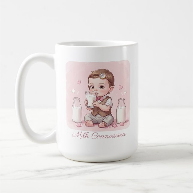 Caneca De Café Milk Connoisseur Baby Boy Print Nursery (Esquerda)