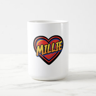 Caneca De Café Millie Cômico Arte Pop Coração Nome