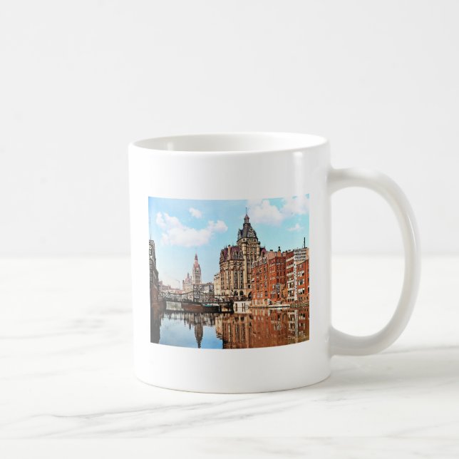Caneca De Café Milwaukee WI - River from Sycamore St, Milwaukee (Direita)