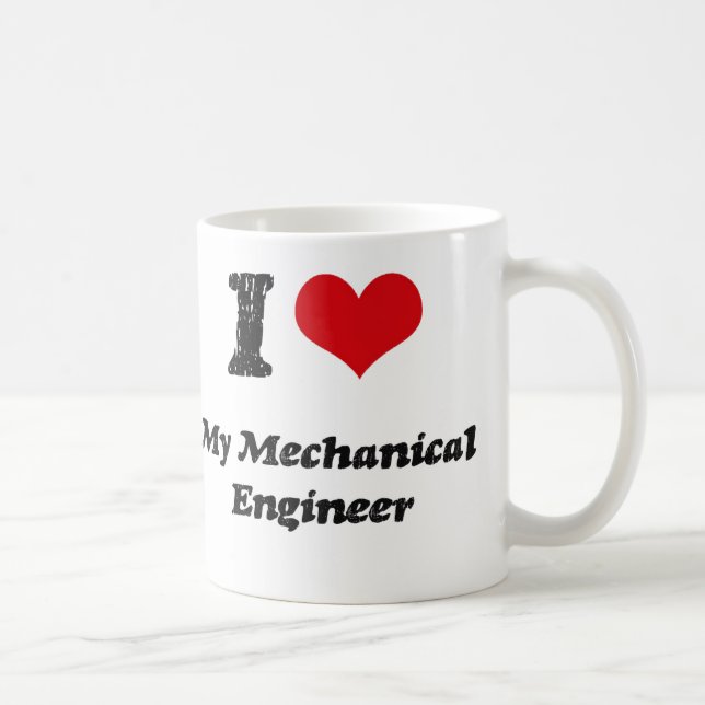 Caneca De Café Mim coração meu engenheiro mecânico (Direita)