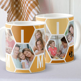 Caneca De Café Mimi 5 Fotografias Editáveis 4 Letras Bee Honeycom