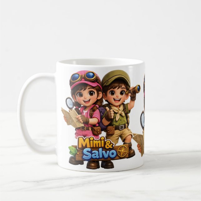 Caneca De Café Mimi & Salvo Gêmeos Menina & Menino (Esquerda)