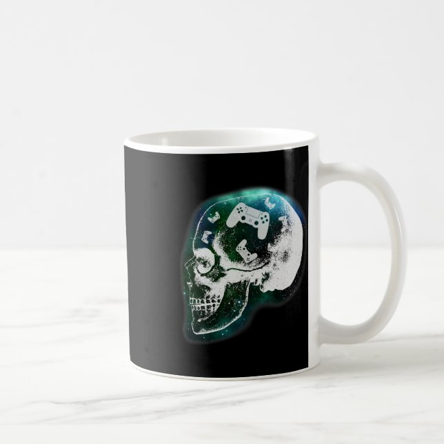 Caneca De Café Mind Controller Skull Gaming Gamer Mens Boys Teens (Direita)