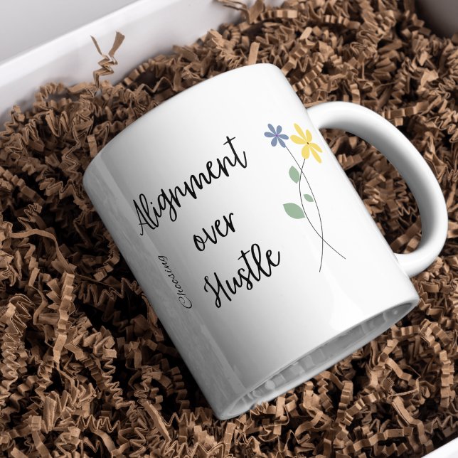 Caneca de Café Mindfulness Citação Motivacional Po (Bloom at your own pace)
