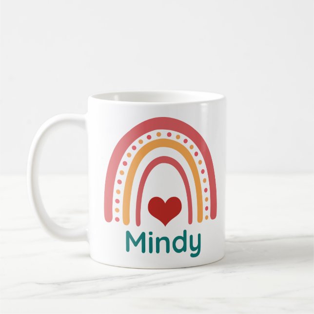 Caneca De Café Mindy Vintage Boho Rainbow (Esquerda)