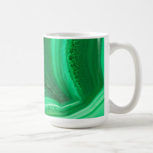 Caneca De Café Mineral de Malaquita verde brilhante