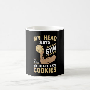 Caneca De Café Minha Cabeça Diz Gym Mas Meu Coração Diz Cookie