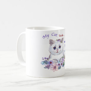 Caneca De Café Minha Gata acha que eu sou perfeito para Ilustraç
