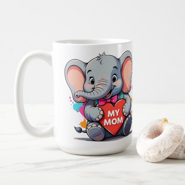 Caneca De Café minha mãe - dia de as mães - elefante (Com Donut)