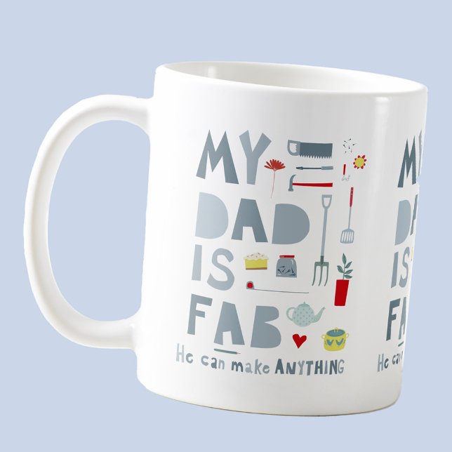 Caneca De Café Minha Pai é Fab (My Dad is Fab mug, perfect for Fathers Day or Dad birthday, or just to tell Dad how fab he really is)