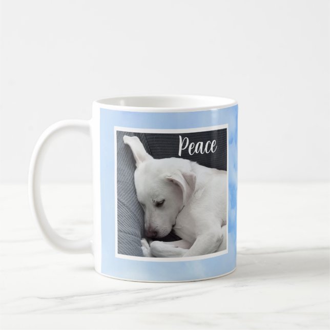Caneca De Café Minha paz Eu te dou Bíblia Verso Cachorro Azul (Esquerda)