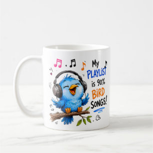 Caneca De Café Minha Playlist é 90% Músicas de Pássaros Crianças 