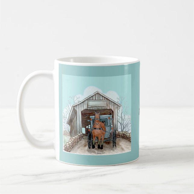 Caneca De Café Minha ponte coberta pelo Amish (Esquerda)