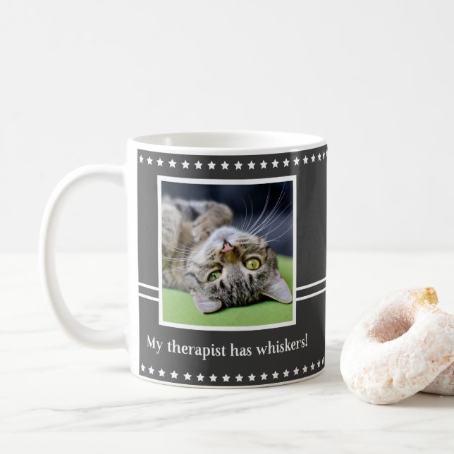 Caneca De Café Minha Terapeuta Tem Bigodes Foto (Com Donut)