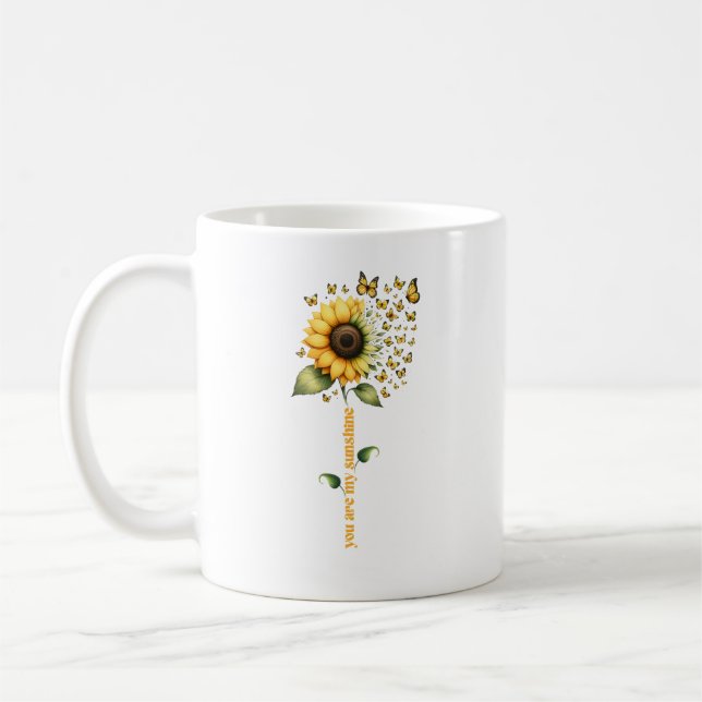 Caneca De Café Minhas Borboletas Sunshine, Girassol Personalizado (Esquerda)