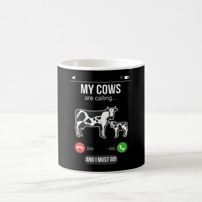 Caneca De Café Minhas Vacas Estão Chamando De Farmer Vaca Diversã (Centro)