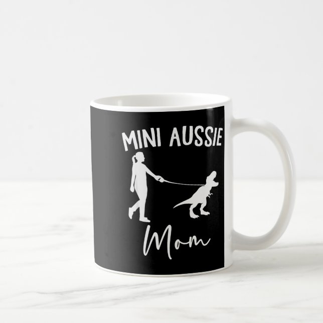 Caneca De Café Mini Aussie Mom Australian Shepherd Dog Dinosaur W (Direita)