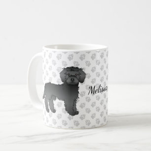 Caneca De Café Mini Goldendoodle Negro Cão e Nome