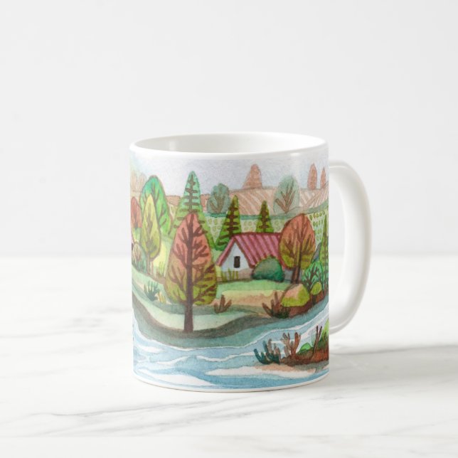 Caneca De Café Mini Island Cottage Lakescape (Frente Esquerda)