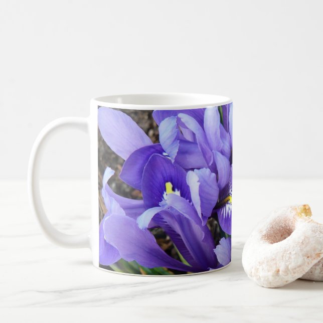 Caneca De Café Miniatura Azul Levanta Primavera Floral (Com Donut)
