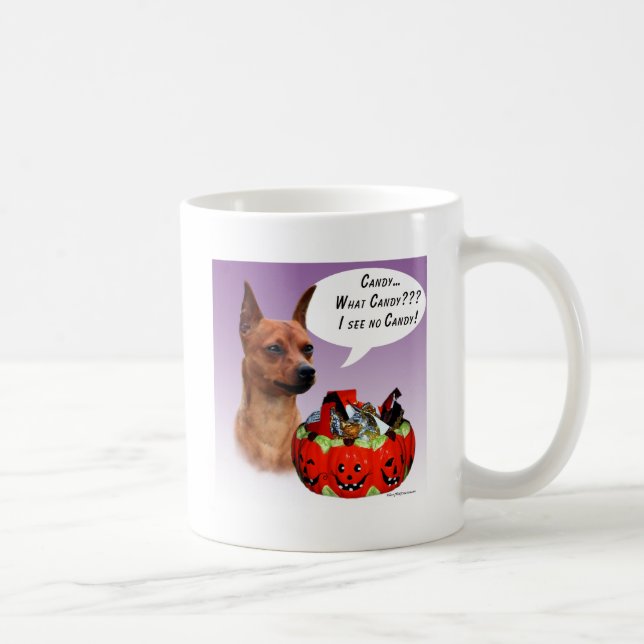 Caneca De Café Miniatura Pinscher Halloween Candy (Direita)