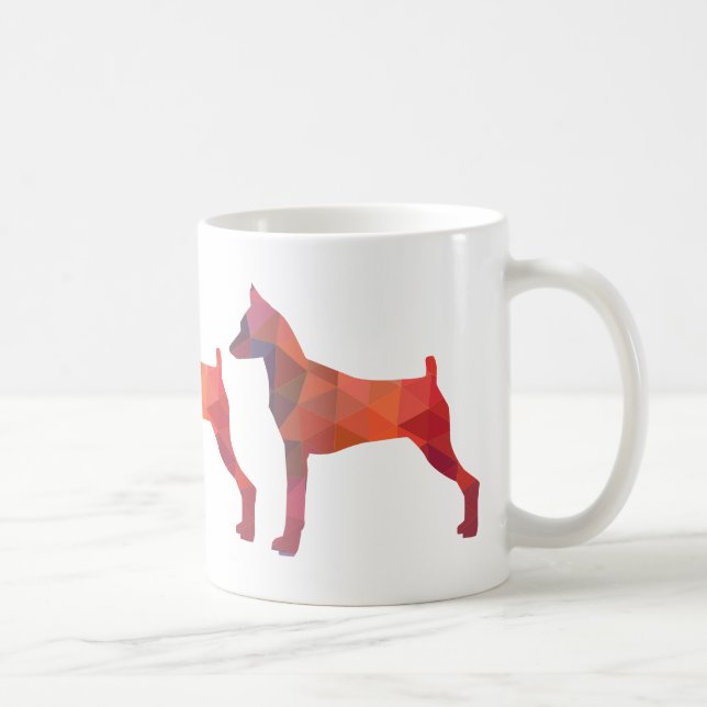 Caneca De Café Miniatura Pinscher Padrão Geométrico Silhouette (Direita)