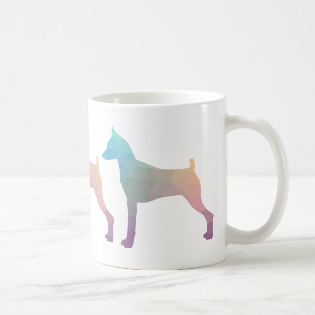 Caneca De Café Miniatura Pinscher Padrão Geométrico Silhouette (Direita)