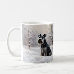 Caneca De Café Miniature Schnauzer Deixe Nevar Natal