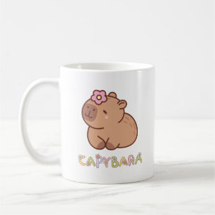 Caneca De Café Mínima Calma Bonita Adorável Capybara Brown