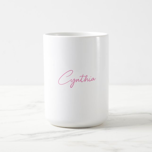 Caneca De Café Mínima Moderna Caligrafia Simples Nome Adicionar (Centro)