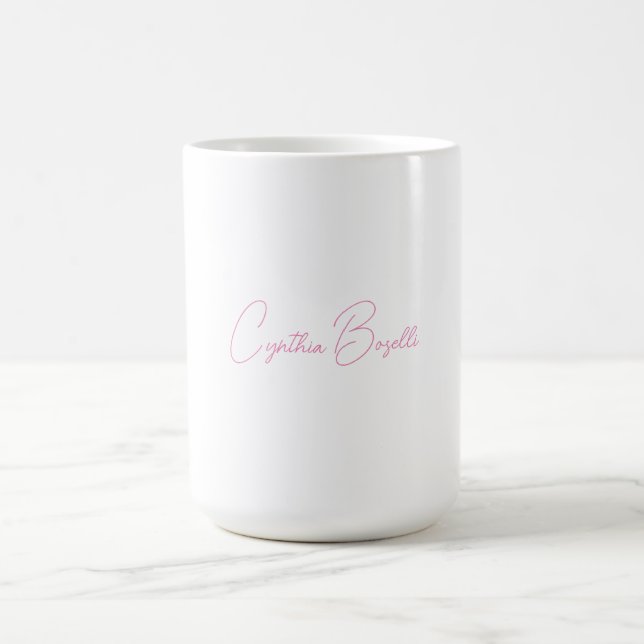 Caneca De Café Mínima Moderna Caligrafia Simples Nome Adicionar (Centro)