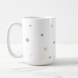Caneca De Café Minimal Chic Black + Gold Customizable Snowflake
