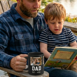 Caneca De Café Minimal Dad Established Photo Father's Day Gift 