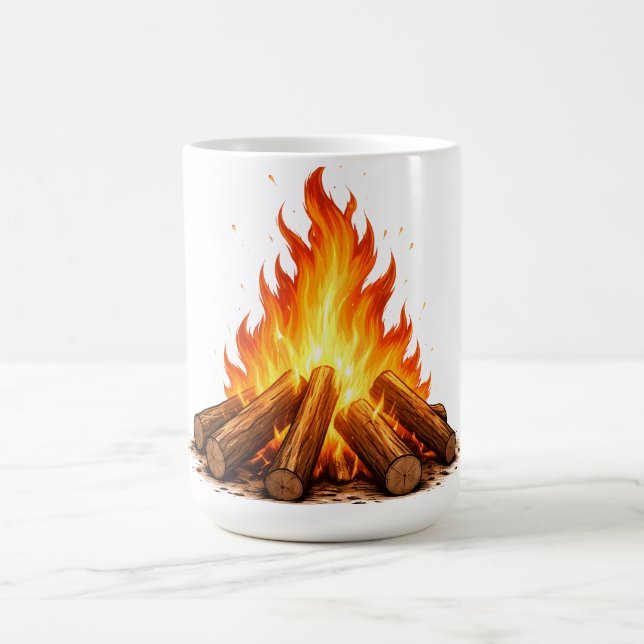 Caneca De Café Minimal Fire Illustration  (Centro)
