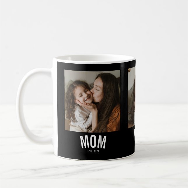 Caneca De Café Minimal Mãe Estabelecida Preta 3 Foto (Esquerda)