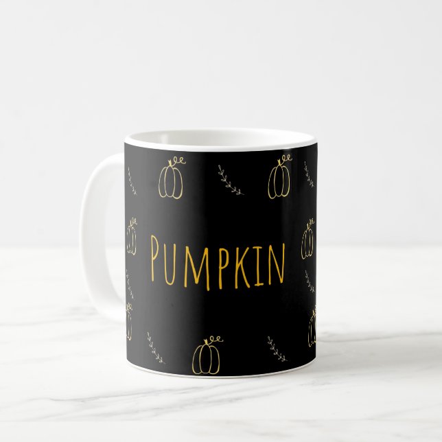 Caneca De Café Minimal Pumpkin Line Art Mug (Frente Esquerda)