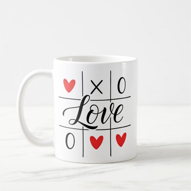 Caneca De Café Minimal Red Hearts Love Mug (Esquerda)