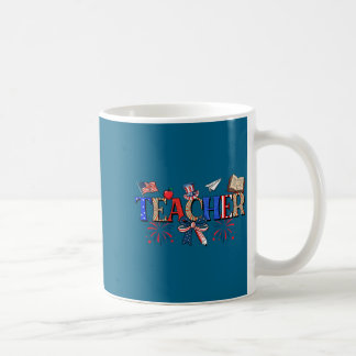 Caneca De Café Minimal Teacher Patriotic 1776 Independence Day
