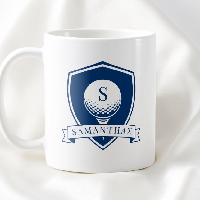 Caneca De Café Minimalist Blue and White Modern Initial Monogram (Minimalist Blue and White Modern Initial Monogram Coffee Mug)