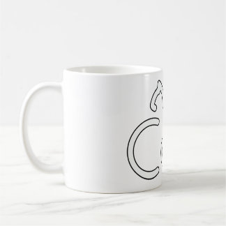 Caneca De Café Minimalist Cat Typography Design – Modern Line Art