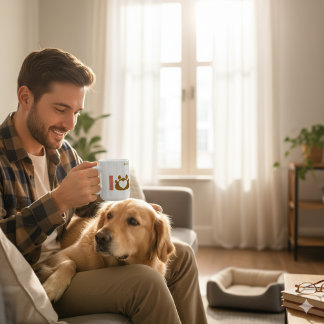 Caneca De Café Minimalist Dog Dad Mug | Paw Print Heart