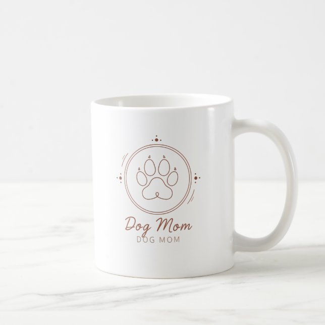 Caneca De Café Minimalist Dog Mom Paw Line Art (Direita)