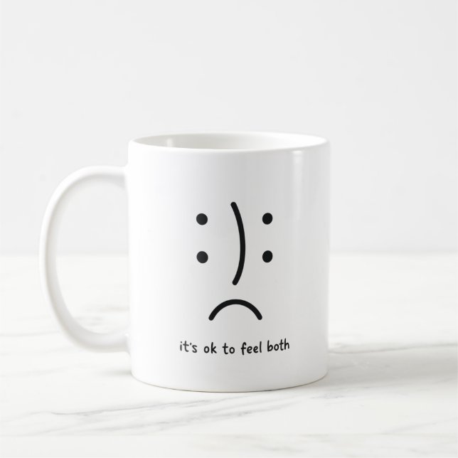 Caneca De Café Minimalist Dual Emotion Face Mug (Esquerda)