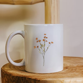 Caneca De Café Minimalist Floral Nature Inspired Simple White 