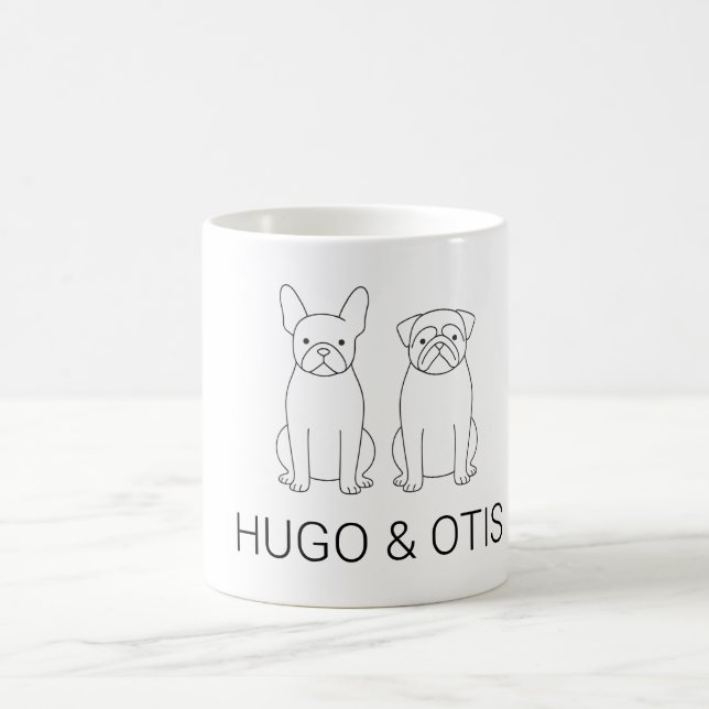 Caneca De Café Minimalist French Bulldog & Pug Custom Name (Centro)
