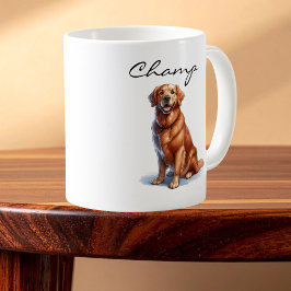 Caneca De Café Minimalist Golden Retriever Art Mug