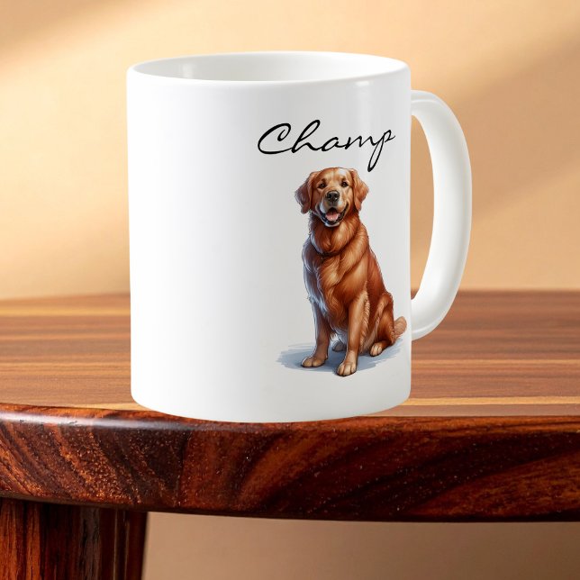 Caneca De Café Minimalist Golden Retriever Art Mug (Criador carregado)