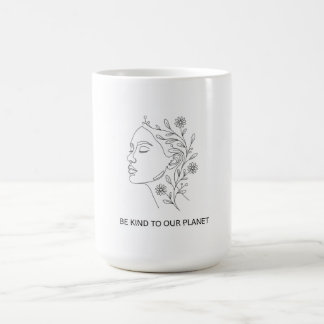 Caneca De Café Minimalist Line Art Face Be Kind Eco Friendly Coff